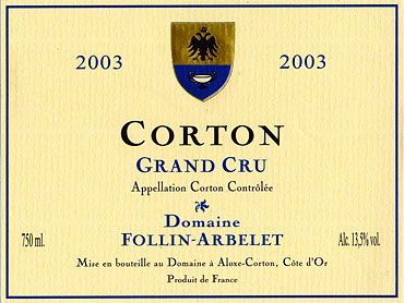 étiquette CORTON Grand Cru